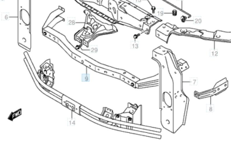 5822065J00000 Suzuki Рамка радіатора нижня