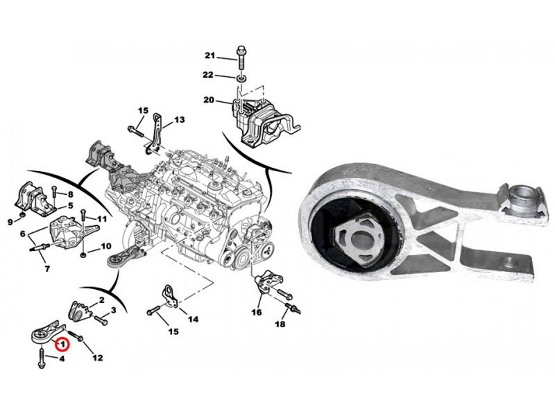 Подушка двигуна передня 1352887080 Fiat/Alfa/Lancia