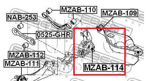 Сайлентблок цапфи задньої MZAB114 Febest