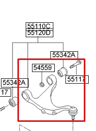 Важіль задньої підвіски верхній, лівий 552302P000 Hyundai/Kia