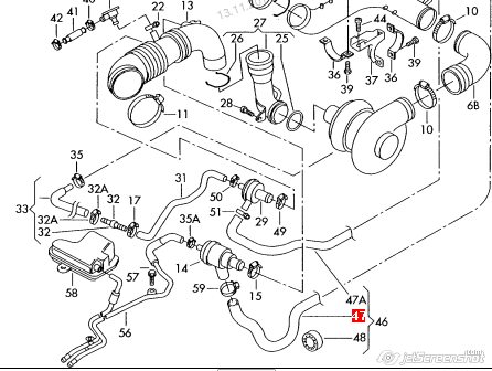 Патрубок системи керування турбіною Audi A3 (8L1) (Ауді А3)