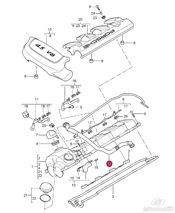 Трубка картера повітряна Porsche 94810721503 ціна, від 210.73 USD