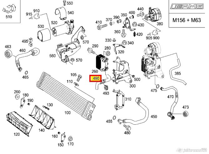 Шланг/патрубок системи охолодження на Mercedes ML/GLE (W164)