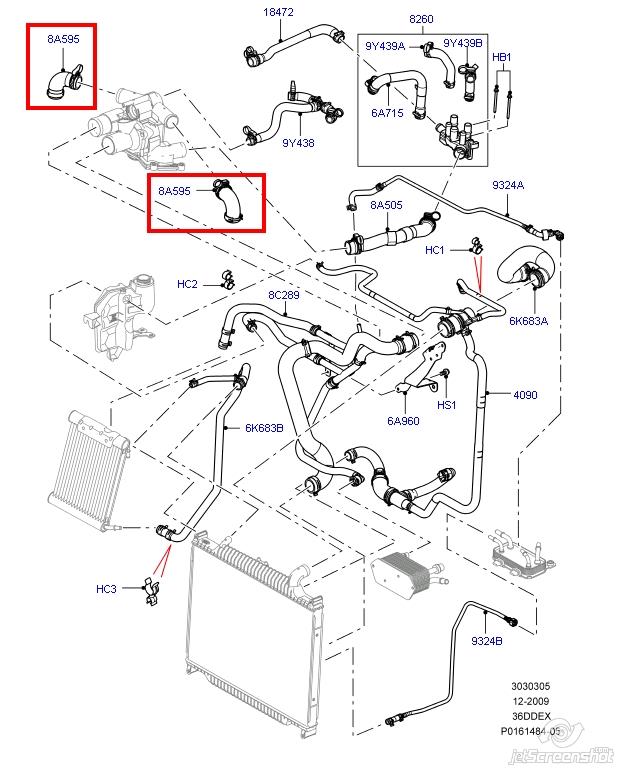 Шланг (патрубок) термостата 1418956 Land Rover