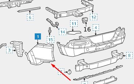 Ікло заднього бампера праве Chrysler 68232304AC ціна, від 83.39 USD