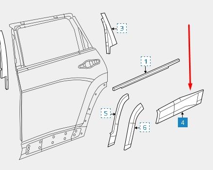 Молдинг задніх лівих дверей TQ54190 Tqparts