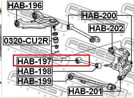 HAB197 Febest Сайлентблок тяги поперечної, задньої підвіски