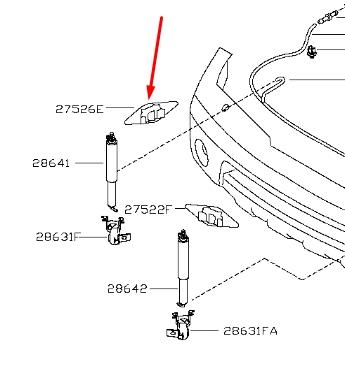 Накладка форсунки омивача фари передньої Nissan Pathfinder (R51M) (Нісан Патфайндер)