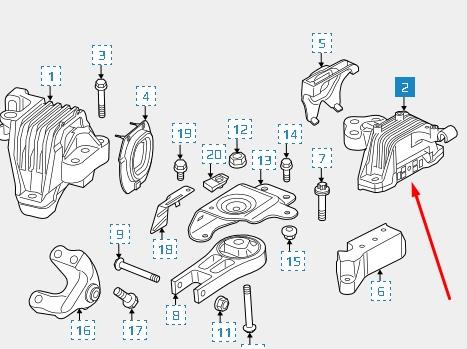 Подушка (опора) двигуна, ліва K68190606AE Fiat/Alfa/Lancia