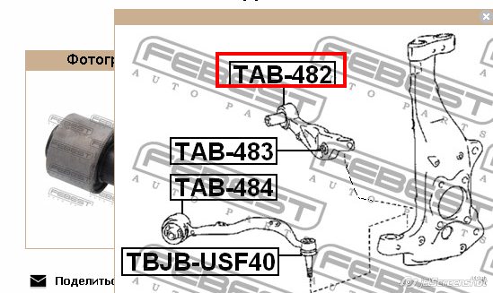 Сайлентблок переднього важеля TAB482 Febest