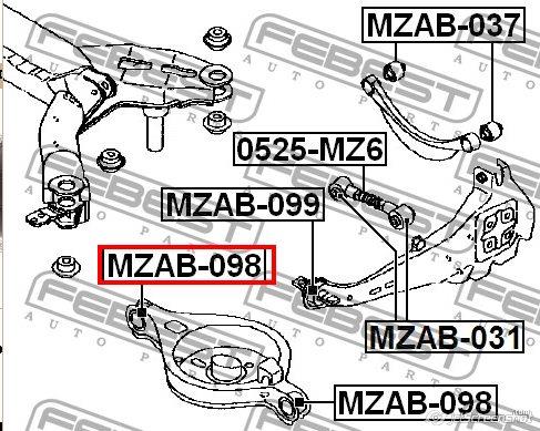 MZAB098 Febest Сайлентблок задньої тяги