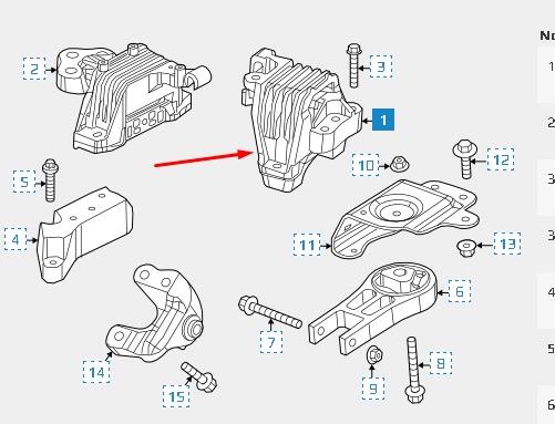 Подушка (опора) двигуна, права 68192832AC Chrysler