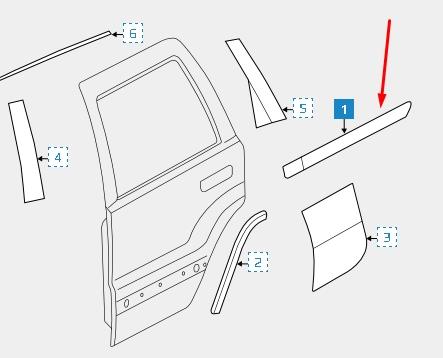 Купити 55079309AE Chrysler Молдинг задніх лівих дверей