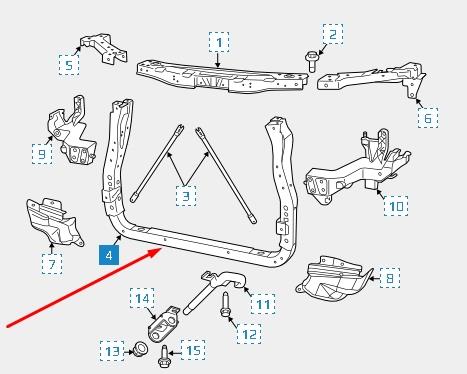 Супорт радіатора нижній/монтажна панель кріплення фар 5156113AA China