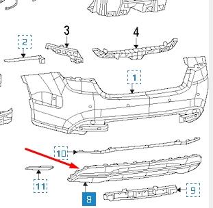 Накладка бампера заднього Chrysler 68103925AC ціна, від 20.76 USD