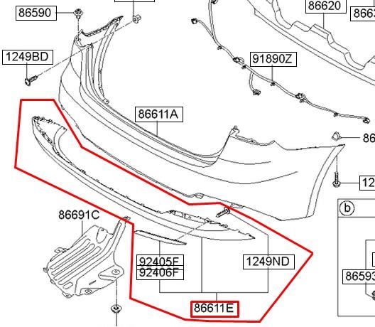 86695A7010 Hyundai/Kia Накладка бампера заднього