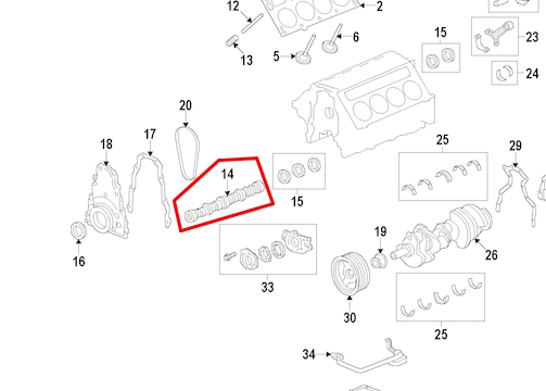 Розподілвал двигуна General Motors 12629512 ціна, від 475.00 USD