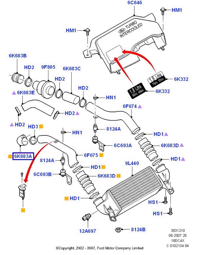 Купити 2T1Q6K683CE Ford Шланг/патрубок интеркуллера