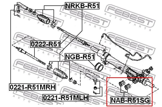 Купити NABR51SG Febest Сайлентблок кріплення рульової рейки