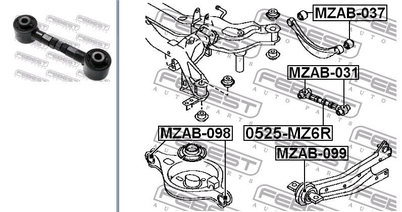Тяга поперечна задньої підвіски 0525MZ6R Febest