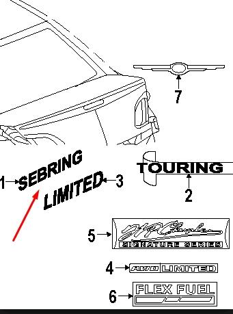 Емблема кришки багажника, фірмовий значок Chrysler Sebring 60 (Крайслер Себрінг)