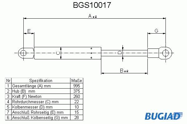 62227 Stabilus Амортизатор кришки багажника / двері 3/5-ї задньої