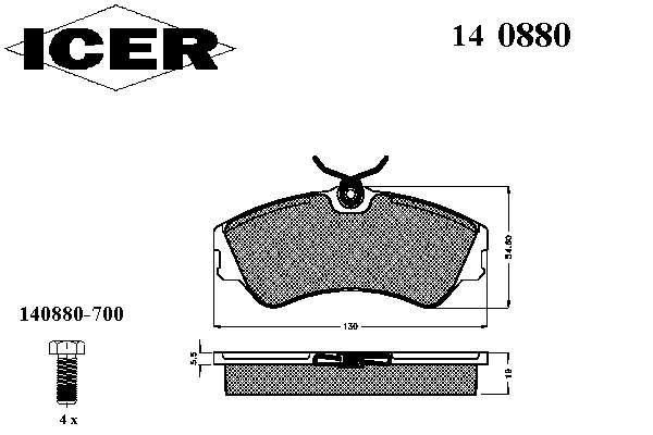 Тормозні колодки Icer 140880