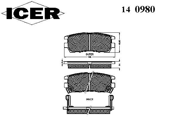 Задні гальмівні колодки Icer 140980 ціна, від 14.00 USD