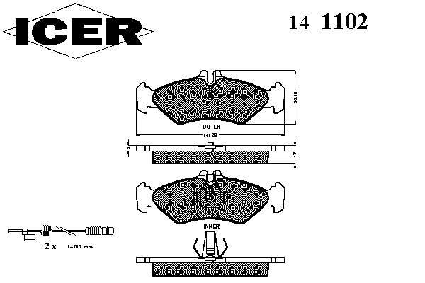 Задні гальмівні колодки Icer 141102 ціна, від 18.24 USD