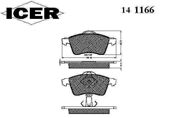 Гальмівні колодки Icer 141166 ціна, від 19.07 USD