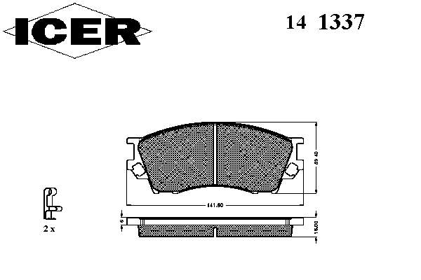 Колодки гальмівні передні, дискові 141337 Icer