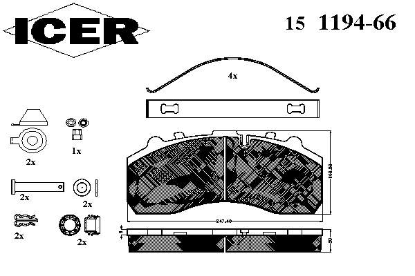 Задні гальмівні колодки Icer 151194066 ціна, від 47.27 USD