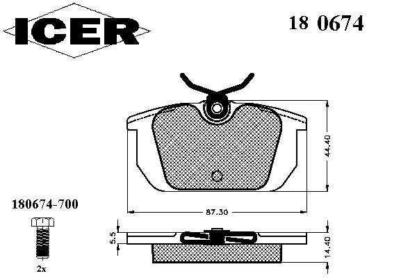 Задні дискові колодки Icer 180674