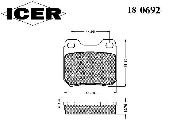 Задні гальмівні колодки Icer 180692 ціна, від 12.86 USD