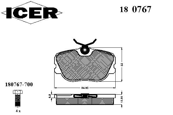 180767 Icer колодки гальмівні передні, дискові