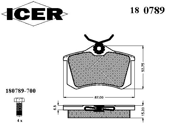 Задні гальмівні колодки Icer 180789 ціна, від 14.48 USD