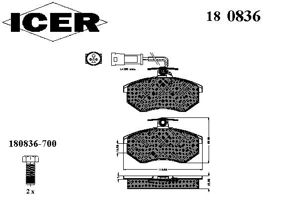 Тормозні колодки Icer 180836