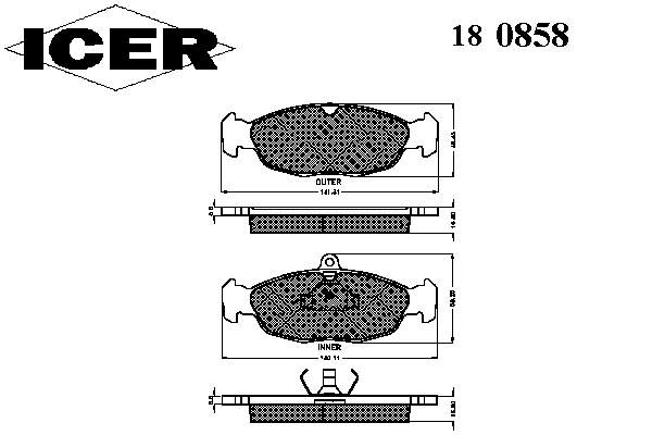 Гальмівні колодки Icer 180858 ціна, від 12.67 USD