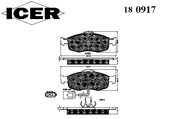 Гальмівні колодки Icer 180917 ціна, від 17.19 USD