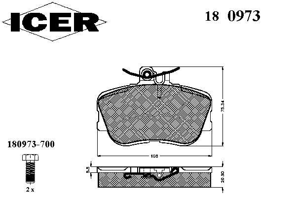 180973 Icer колодки гальмівні передні, дискові