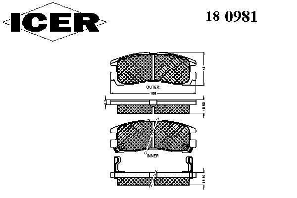 Задні гальмівні колодки Icer 180981 ціна, від 15.20 USD