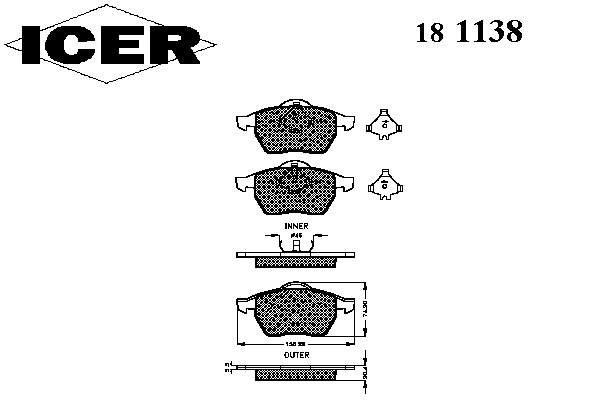 Передні тормозні колодки 181138 Icer