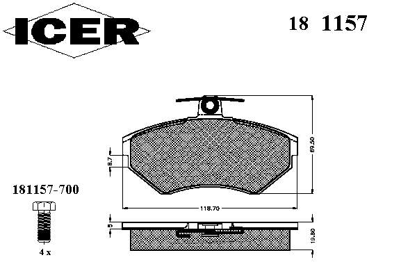 Гальмівні колодки Icer 181157 ціна, від 18.90 USD