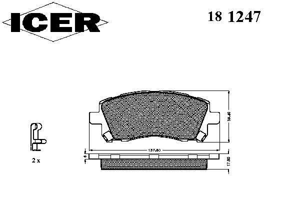 Передні тормозні колодки 181247 Icer