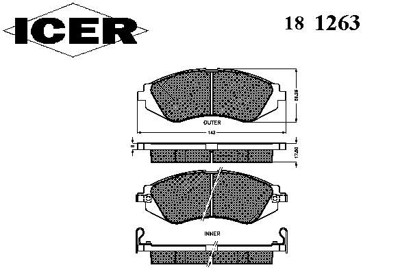 Гальмівні колодки Icer 181263 ціна, від 11.35 USD