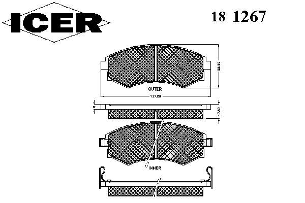 Гальмівні колодки Icer 181267 ціна, від 16.36 USD