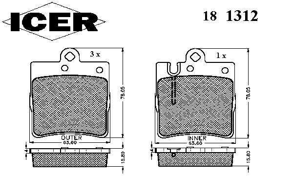 Задні дискові колодки Icer 181312