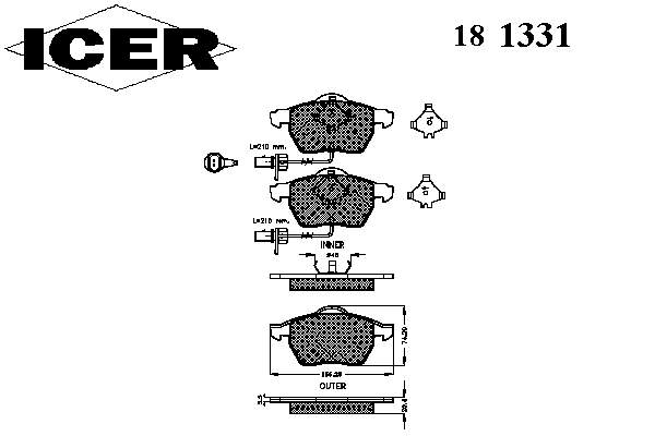 Передні тормозні колодки 181331 Icer