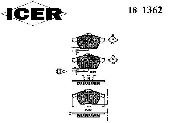 Гальмівні колодки Icer 181362 ціна, від 29.25 USD