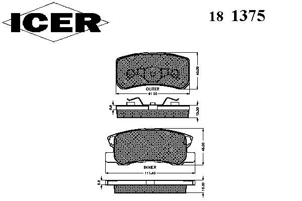 Задні гальмівні колодки Icer 181375 ціна, від 19.91 USD